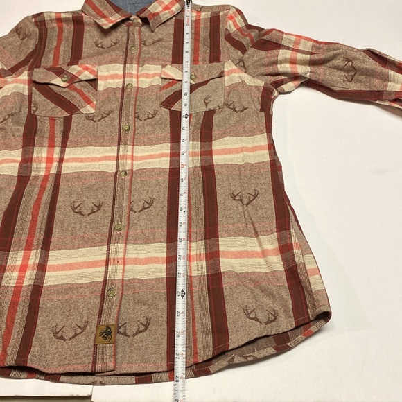 SOLD Legendary Whitetails Button Down Deer Antlers Brown/Red Plaid Longsleeve - Picture 9 of 10